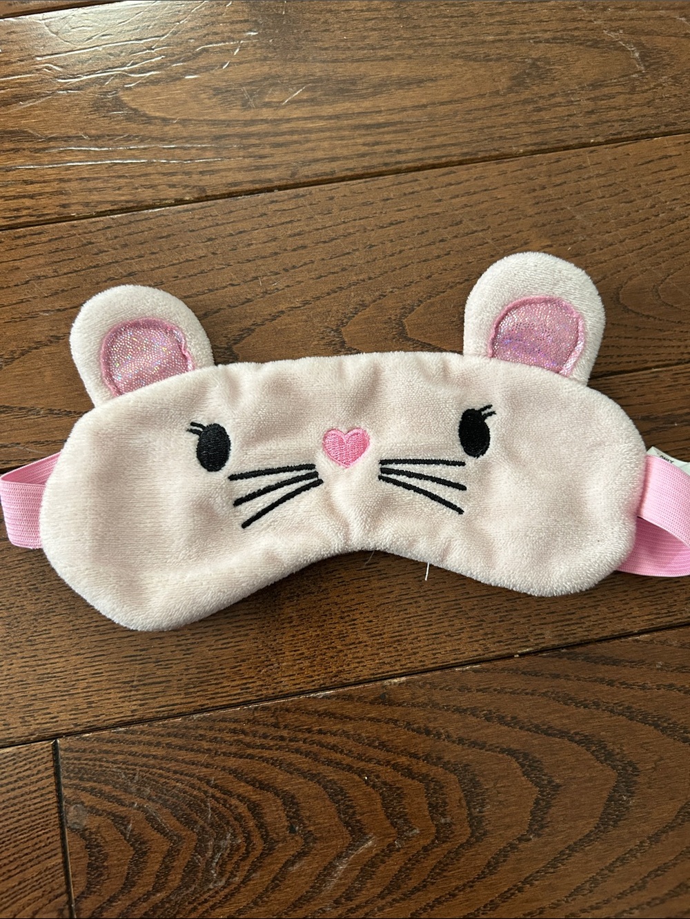 🔥 5/$25 - Kids Pink Plush Animal Sleep Mask with Heart Nose